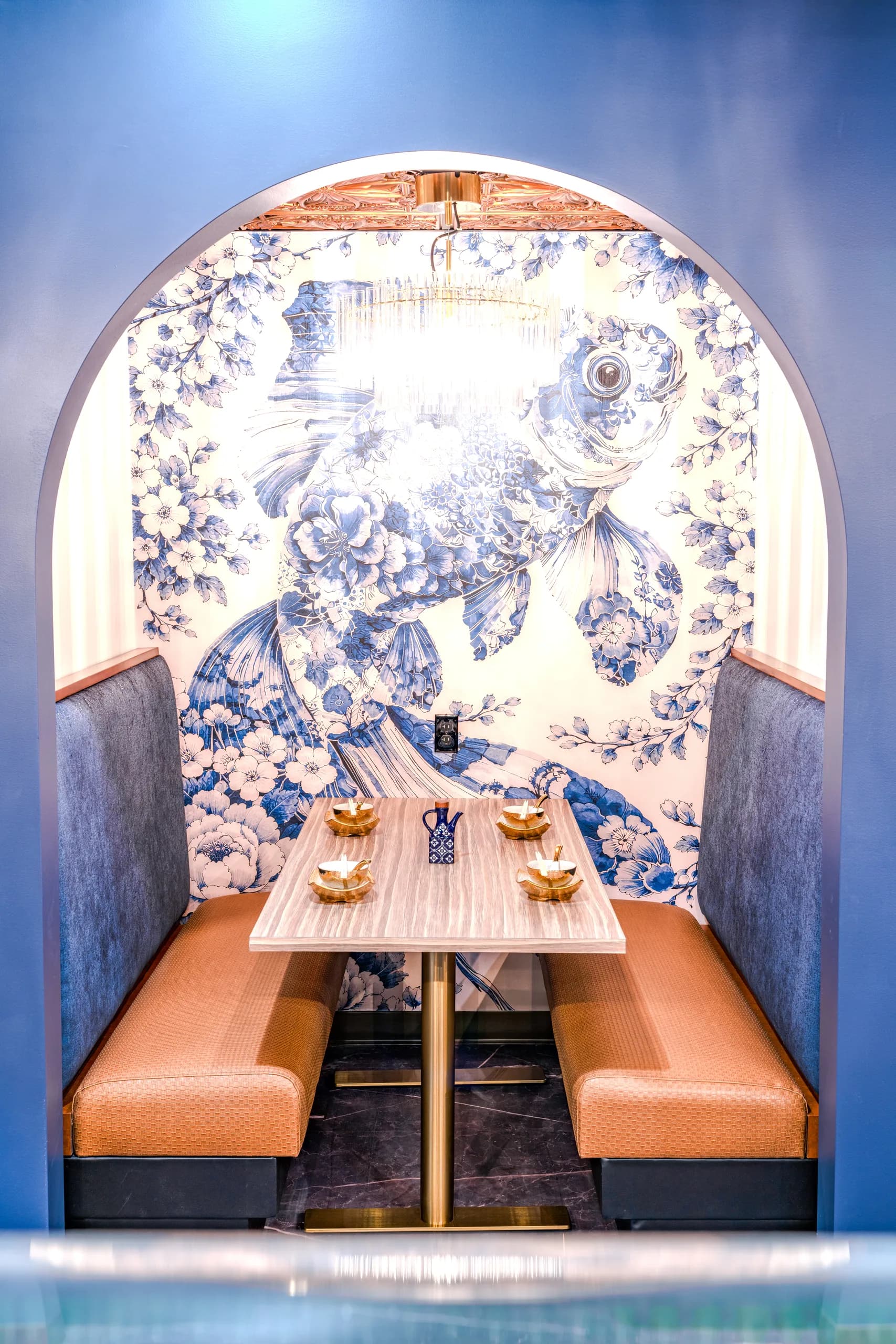 The koi mural alcove booth